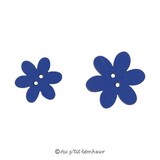 Bouton fleur bleue en bois fabrication française alsace au p'tit bonheur broderie patchwork