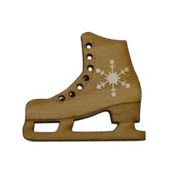 bouton bois patin à glace flocon blanc patinage hiver noël fabrication artisanale française Au p'tit Bonheur broderie patchwork point de croix